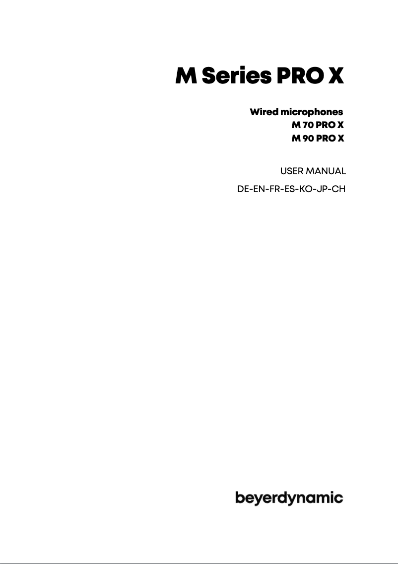 Page n°1 - Manuel utilisateur Beyerdynamic M 70 PRO X