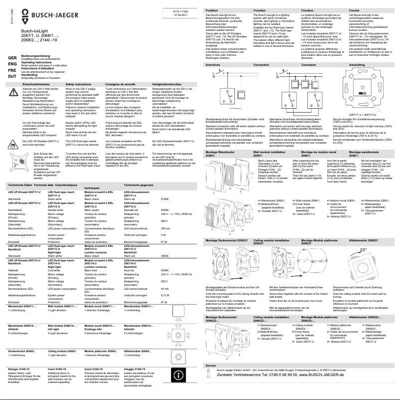 Page 1 de la notice Manuel utilisateur Busch-Jaeger 2CKA001510A0015