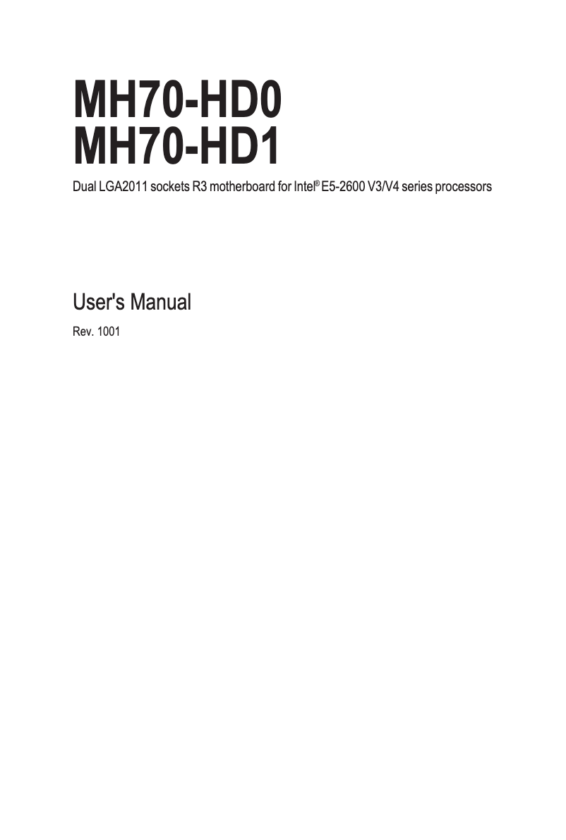 Page n°1 - Manuel utilisateur Gigabyte MH70-HD0
