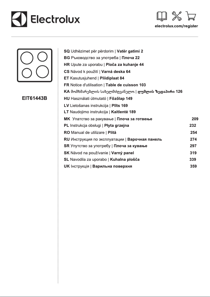 Page 1 de la notice Manuel utilisateur Electrolux EIT61443B