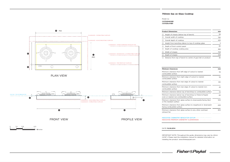 Page n°1 - Fiche technique Fisher & Paykel CG752DLPGB1