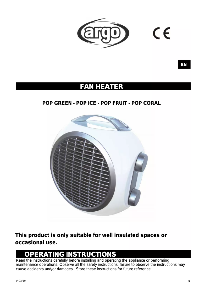 Image de la première page du manuel de l'appareil Pop Coral