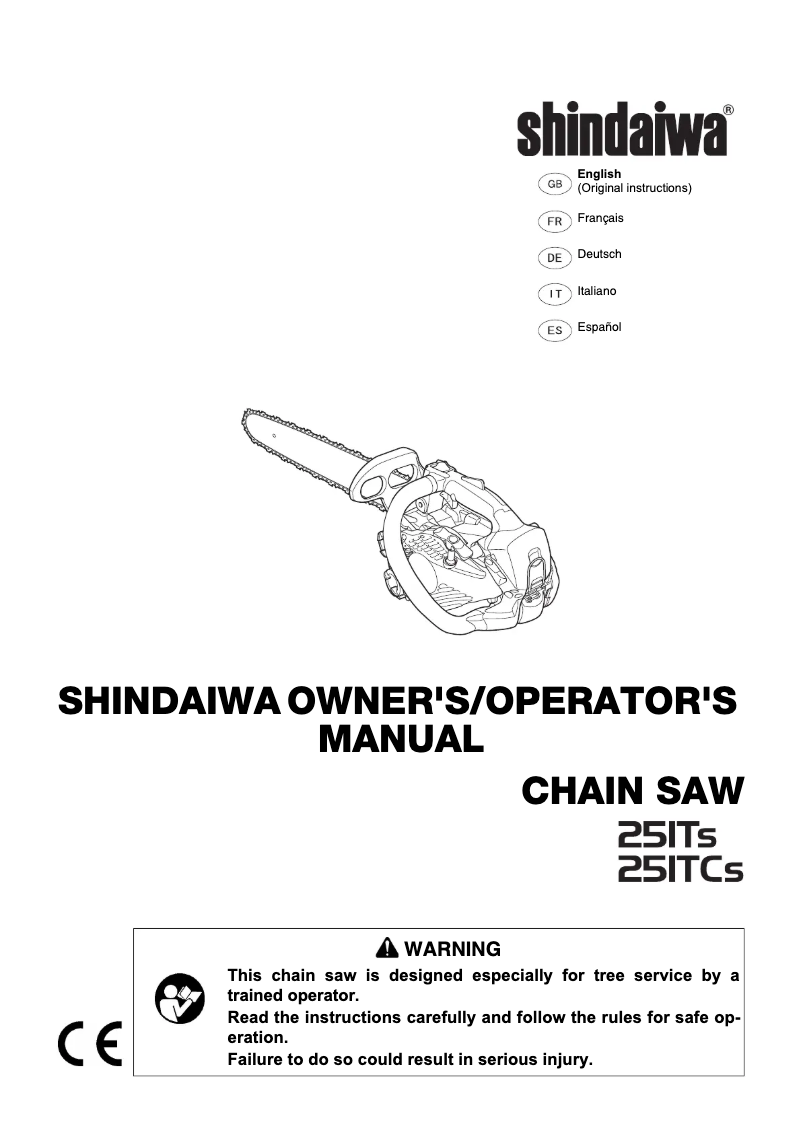 Page 1 de la notice Manuel utilisateur Shindaiwa 251TS
