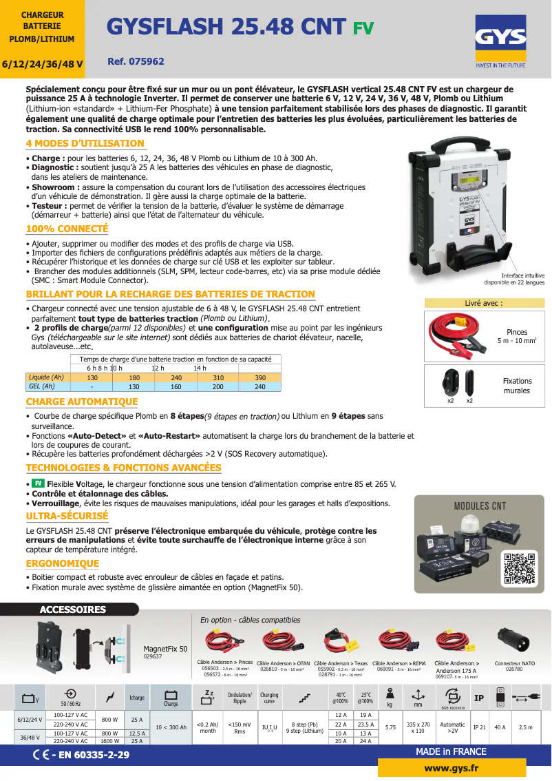 Page n°1 - Fiche technique GYS Gysflash 25.48 CNT FV
