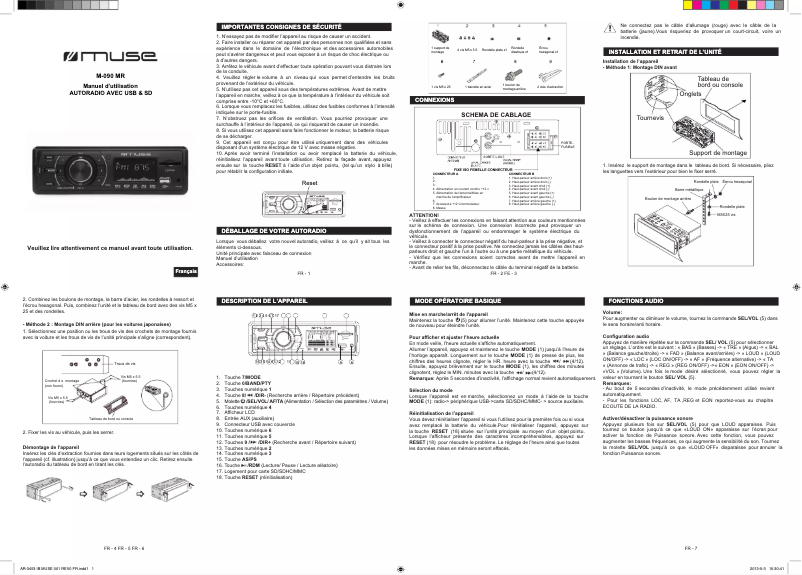 Page 1 de la notice Manuel utilisateur Muse M-090 MR