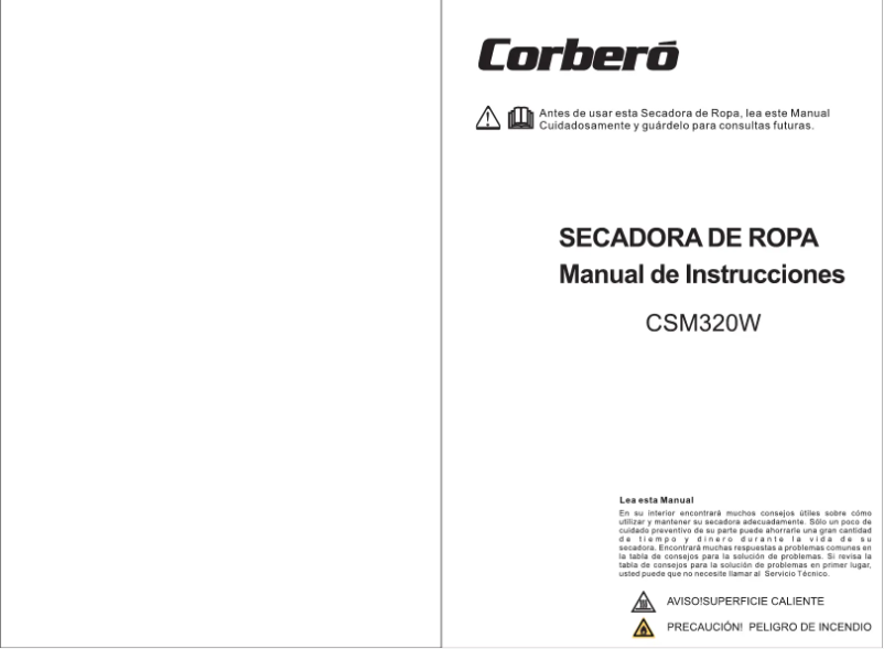 Image de la première page du manuel de l'appareil CSM320W