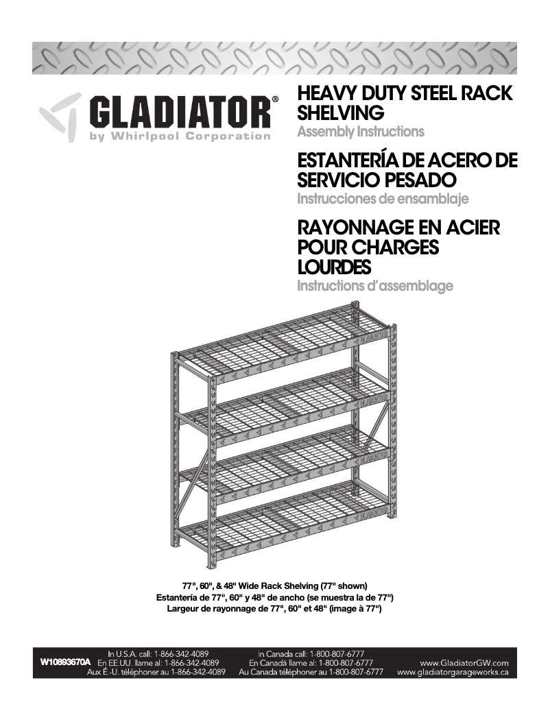 Page 1 de la notice Instructions / montage Gladiator GARS604TEG