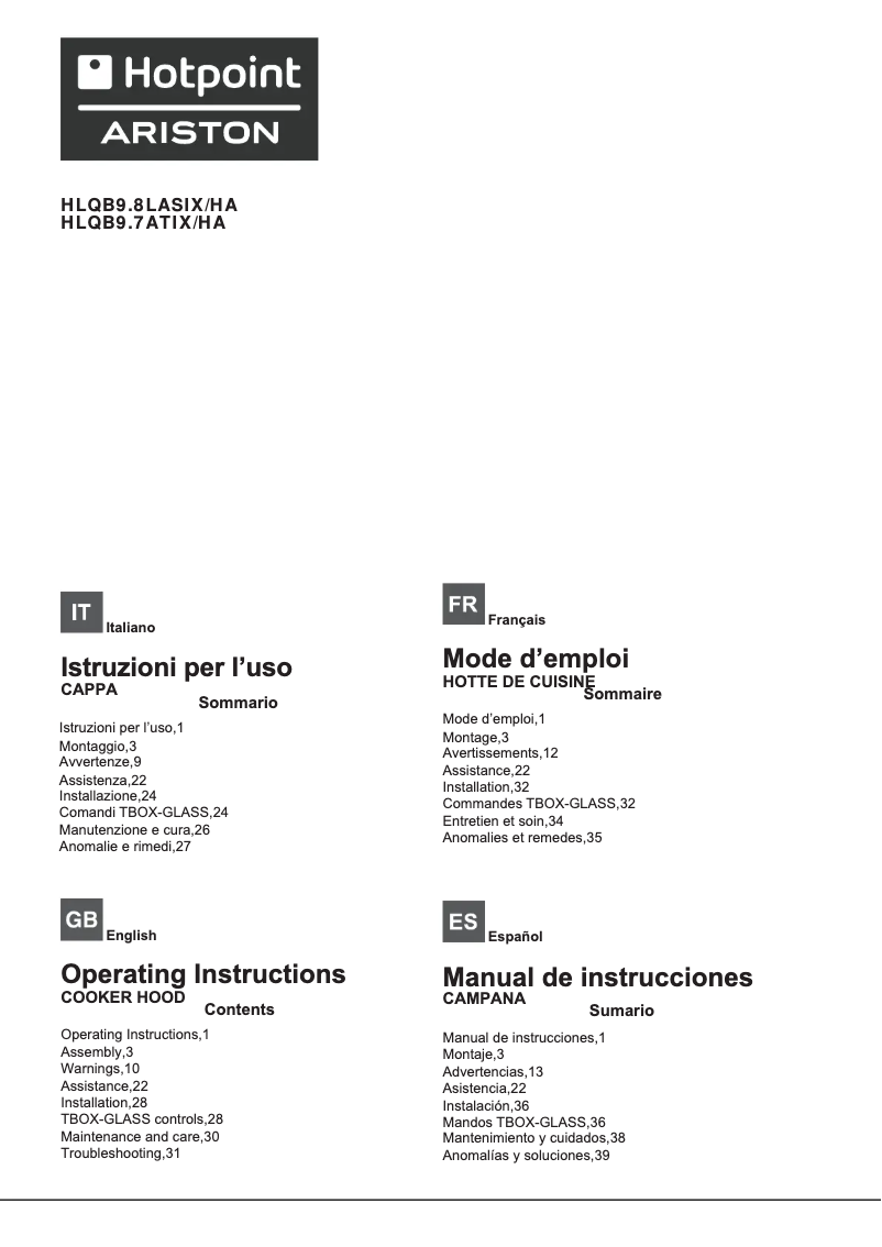 Image de la première page du manuel de l'appareil HLQB 9.8 LASI X/HA