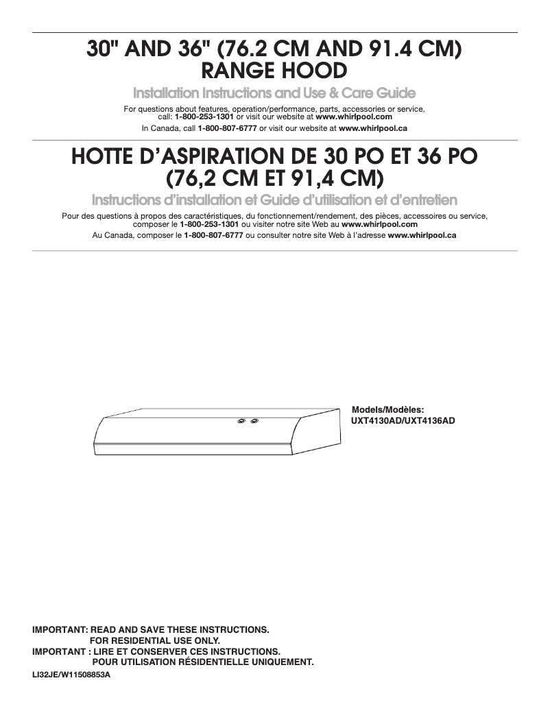 Page n°1 - Manuel utilisateur Amana UXT4130ADS