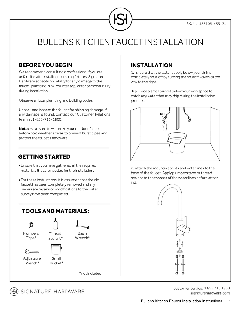 Page n°1 - Manuel utilisateur Signature Hardware Bullens 433108