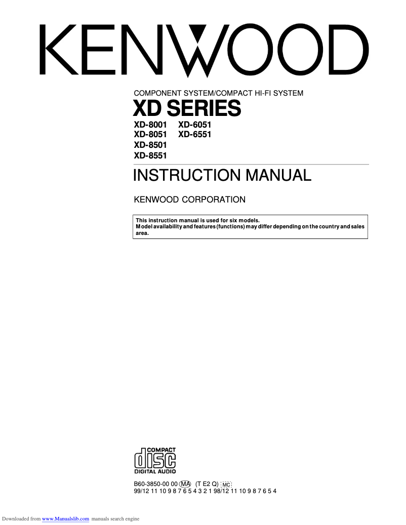 Page 1 de la notice Manuel utilisateur Kenwood XD-8051