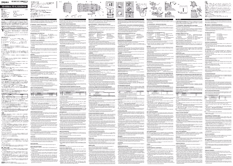 Page 1 de la notice Brochure Sigma 150-600mm F5-6.3 DG DN OS