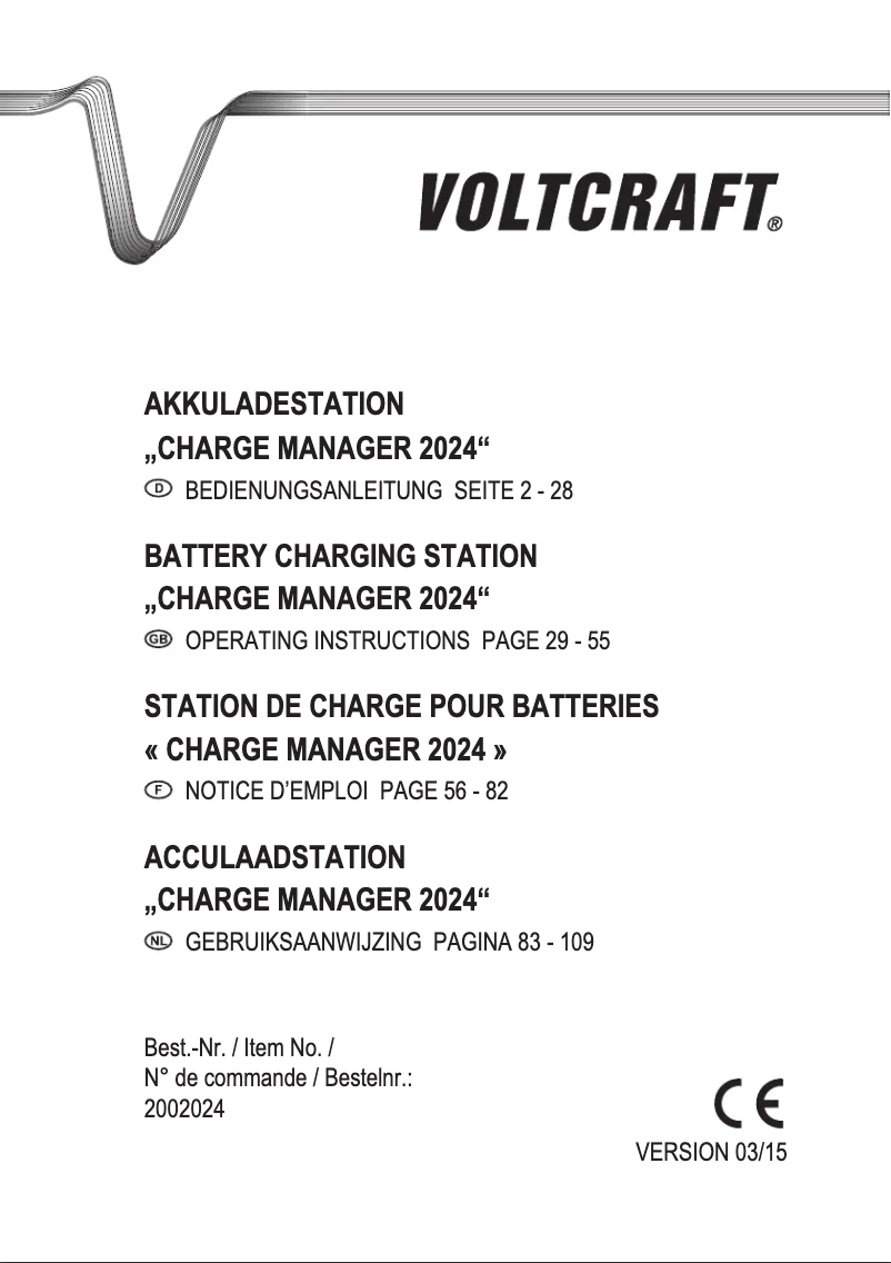 Page 1 de la notice Manuel utilisateur Voltcraft Charge Manager 2024