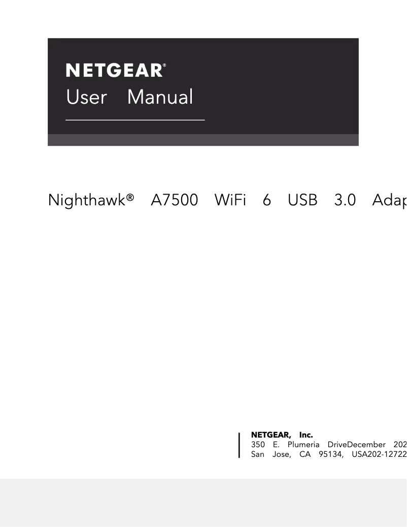Image de la première page du manuel de l'appareil Nighthawk A7500