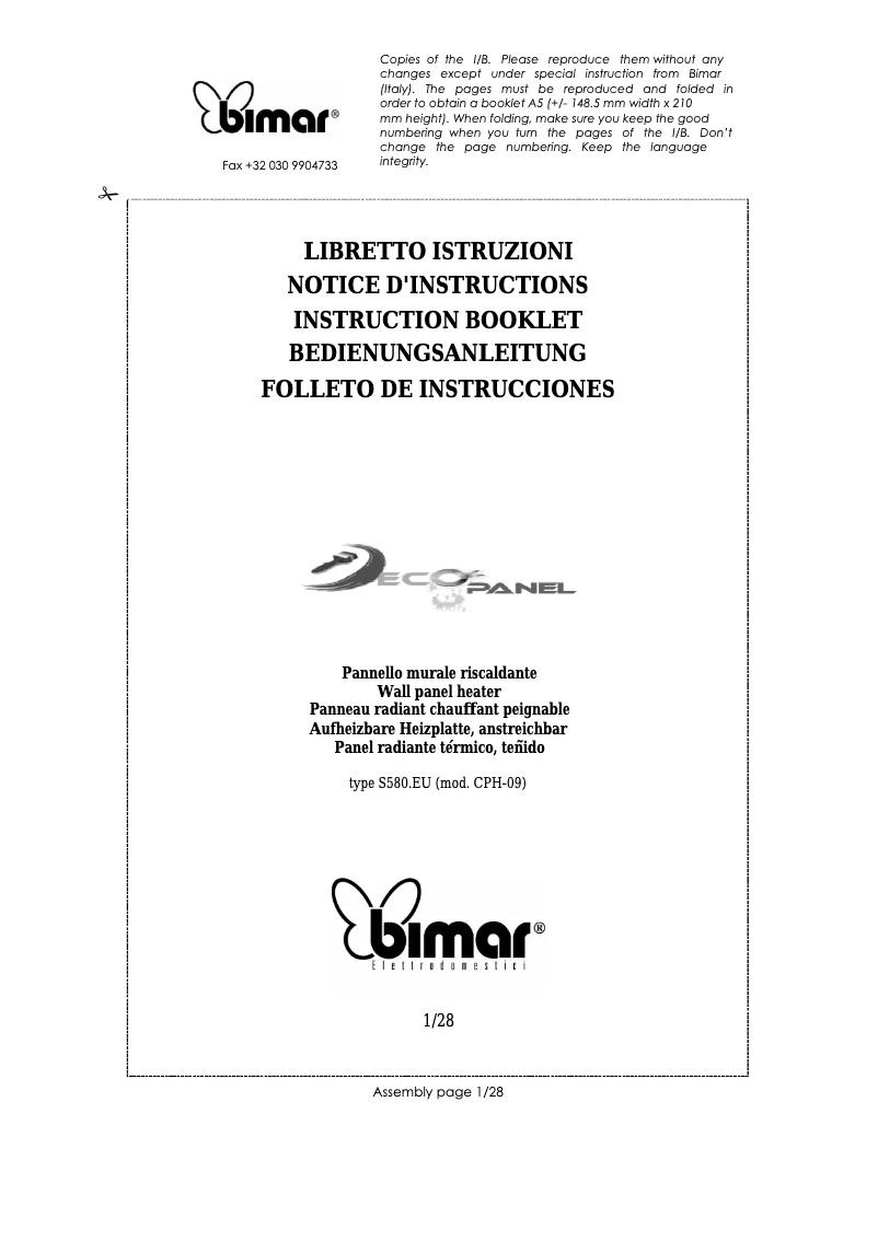 Image de la première page du manuel de l'appareil S580.EU