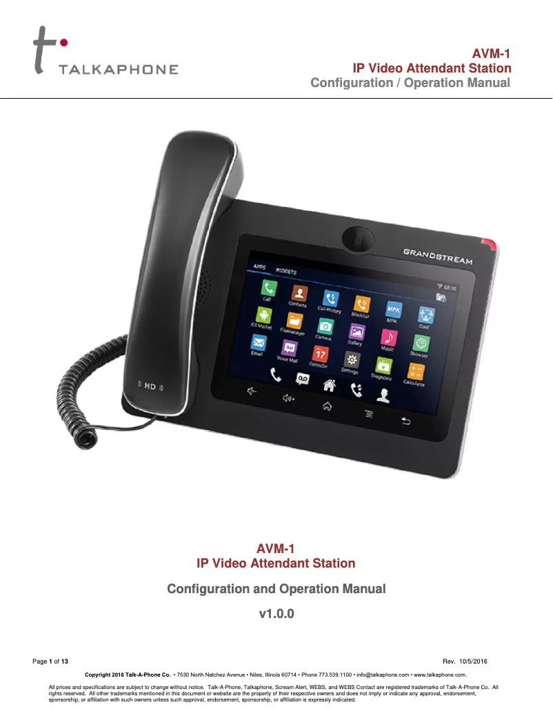 First page image of the manual for AVM-1