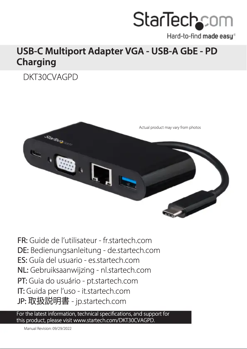 Page 1 de la notice Manuel utilisateur StarTech.com DKT30CVAGPD