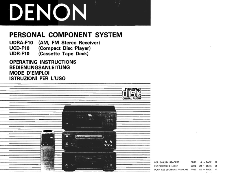 Página 1 del manual Manual de usuario Denon UDRD- F10