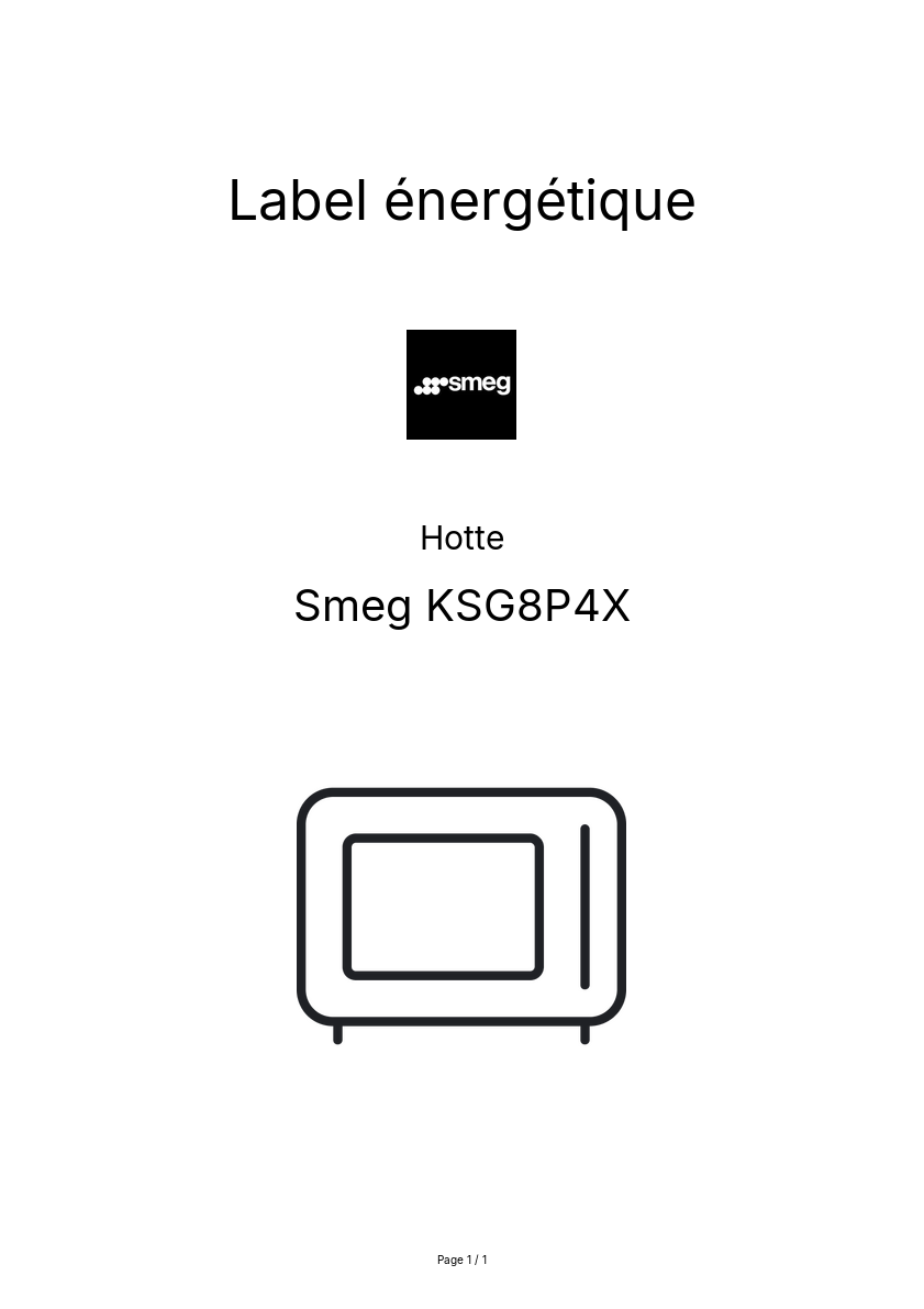 Page n°1 - Label énergétique Smeg KSG8P4X