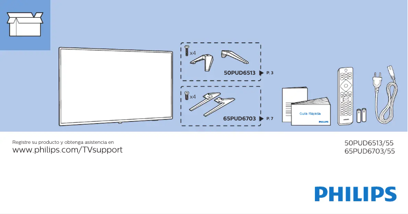 Page 1 de la notice Guide de démarrage rapide Philips 50PUD6513