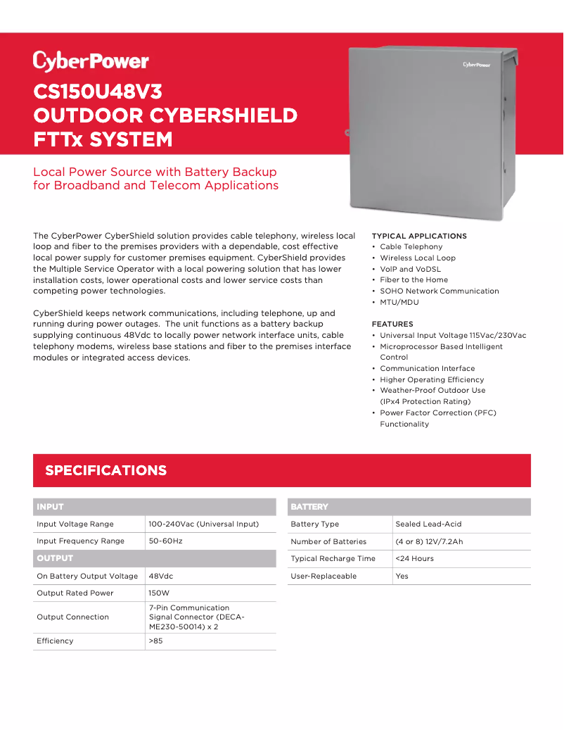 Image de la première page du manuel de l'appareil CS150U48V3