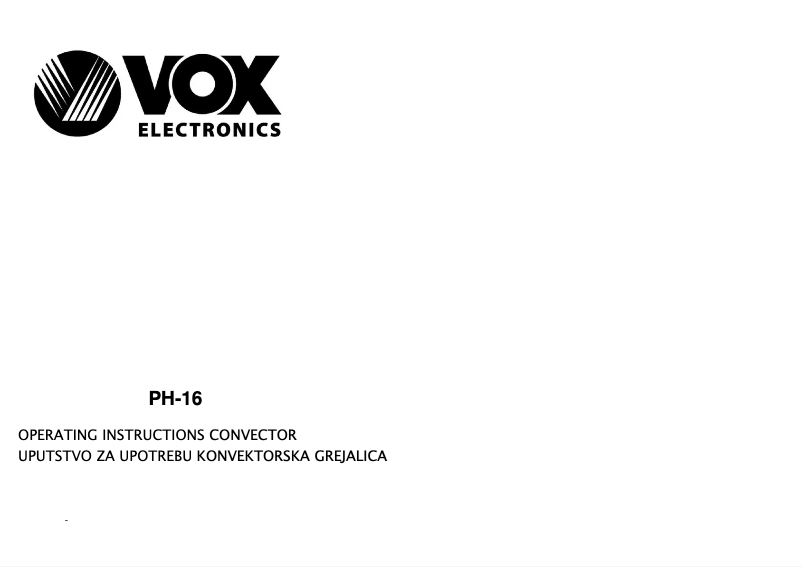 Page 1 of the manual User Manual VOX PH-16