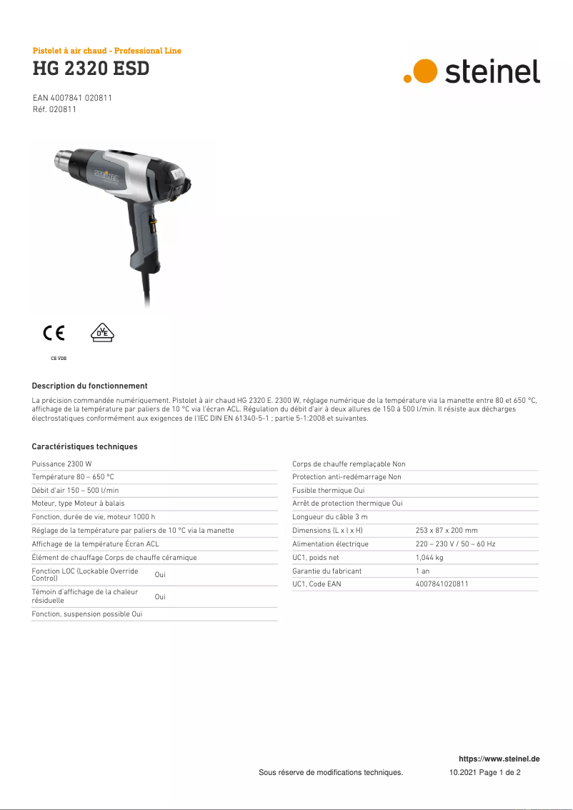 Image de la première page du manuel de l'appareil HG 2320 ESD