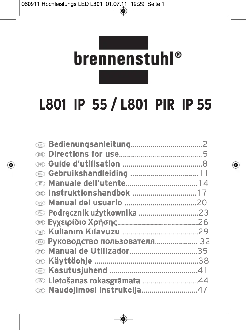 Page n°1 - Manuel utilisateur Brennenstuhl L801