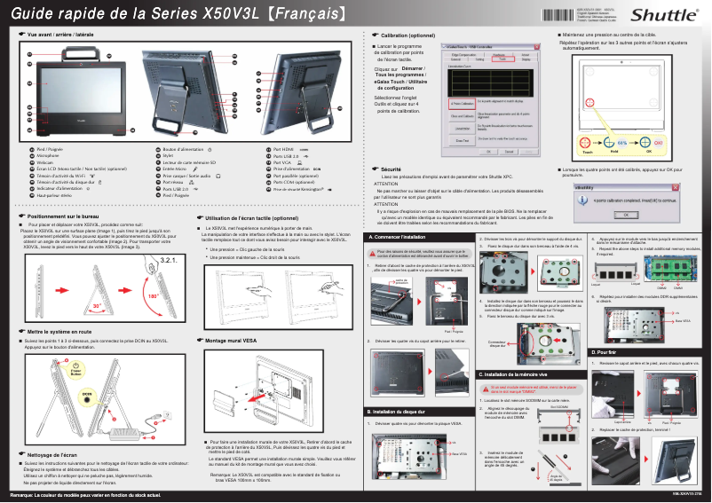 Page 1 de la notice Manuel utilisateur Shuttle POS X503