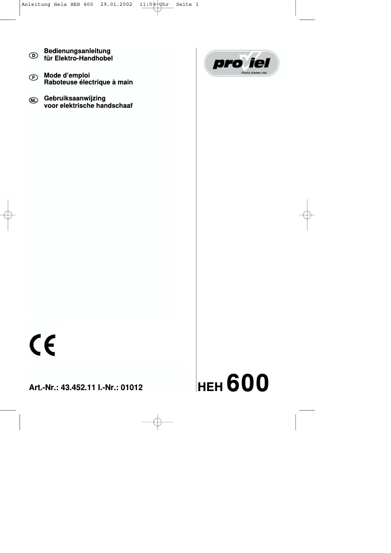 Página 1 del manual Manual de usuario Proviel HEH 600