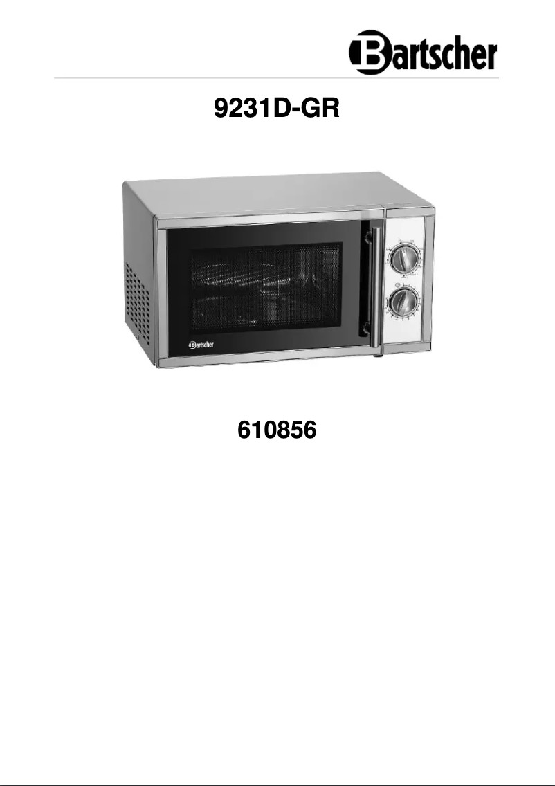 Page n°1 - Manuel utilisateur Bartscher 9231D-GR