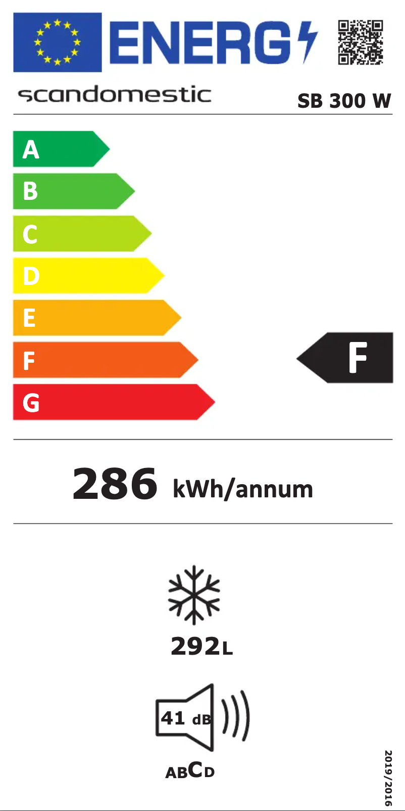 Page n°1 - Label énergétique Scandomestic SB 300 W
