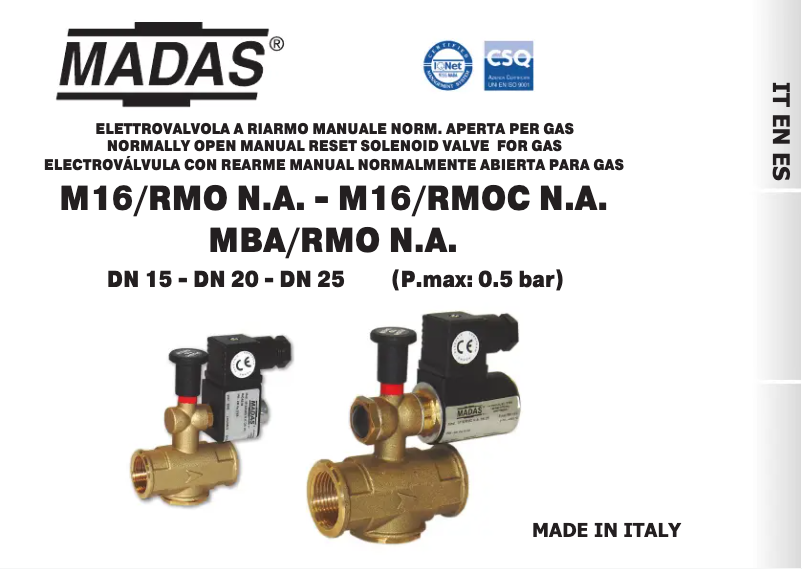 Image de la première page du manuel de l'appareil VALV-1NA