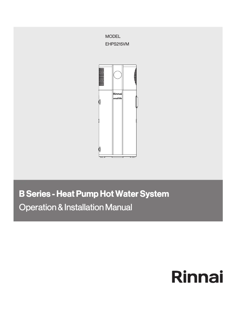 Page n°1 - Manuel utilisateur Rinnai EHPS215VM