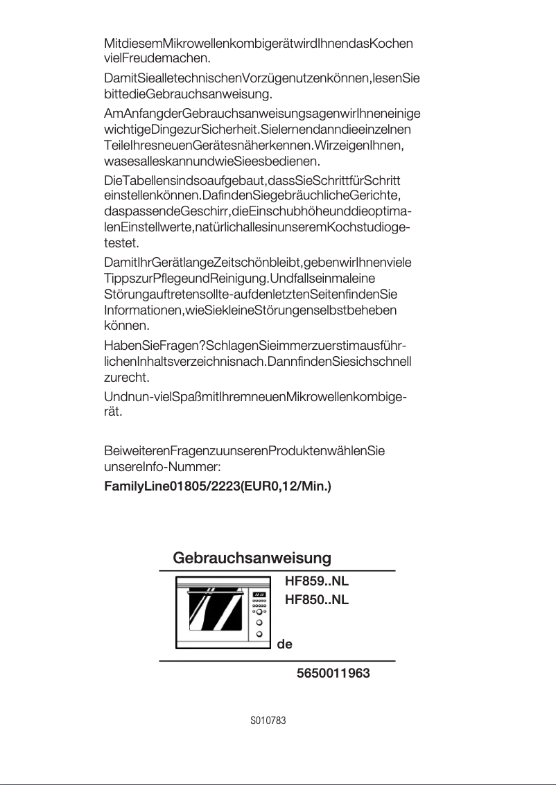 Page 1 de la notice Manuel utilisateur Siemens HF85921