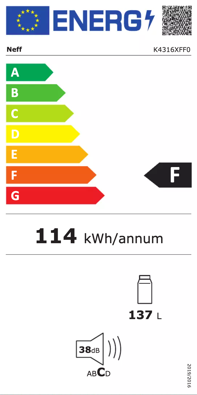 Page n°1 - Label énergétique Neff K4316XFF0