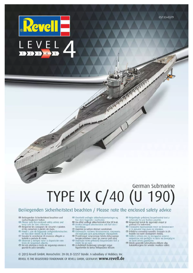 Page n°1 - Manuel utilisateur Revell U-Boot TYPE IX C/40 (U190)