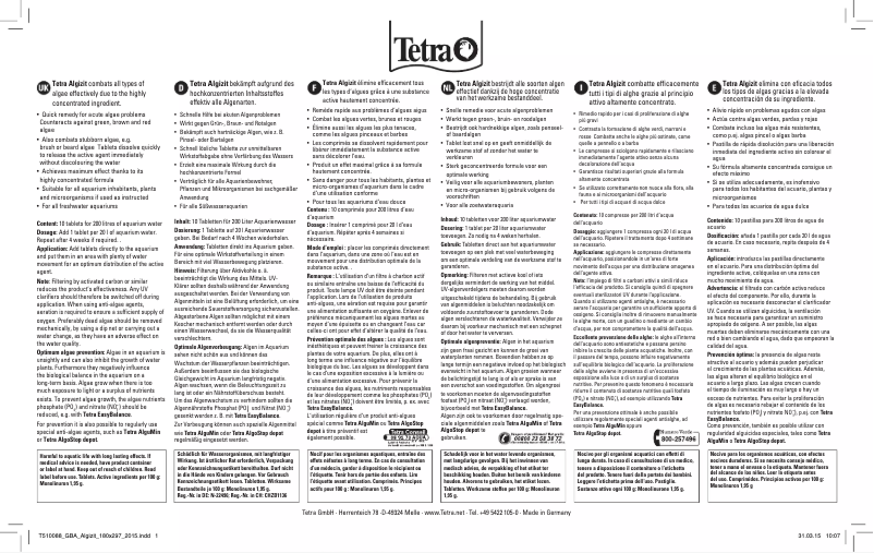 Page 1 de la notice Manuel utilisateur Tetra Algizit