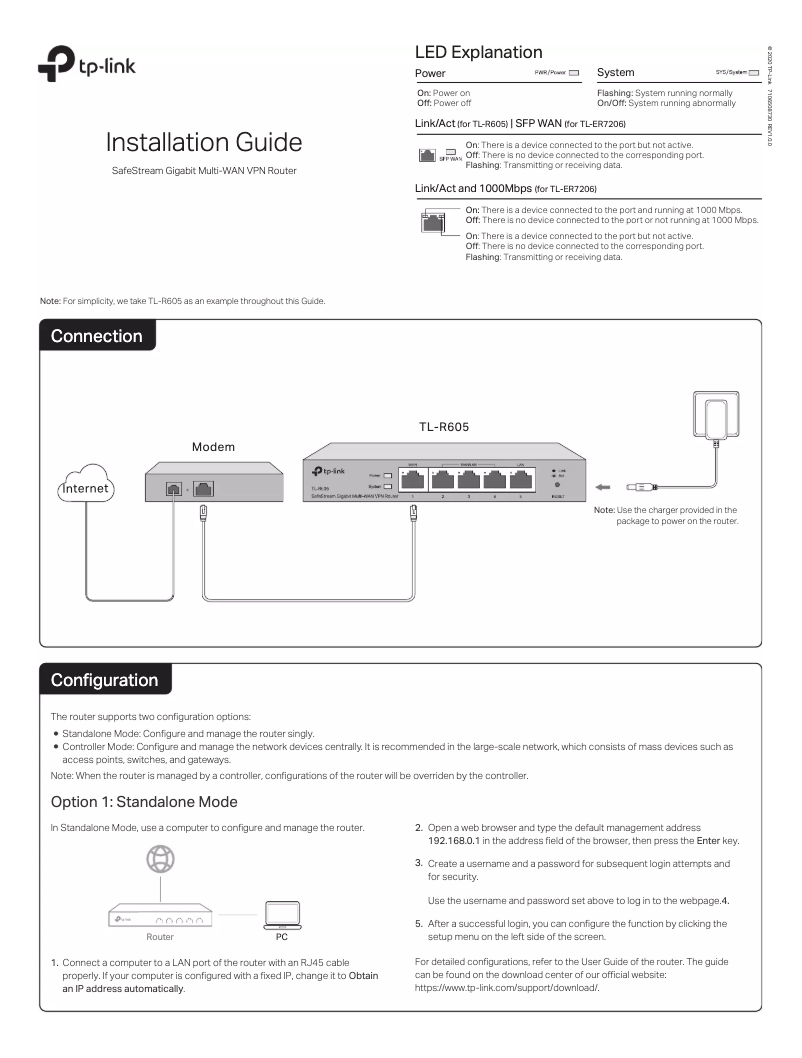Página 1 del manual Guía de instalación TP-Link TL-R605