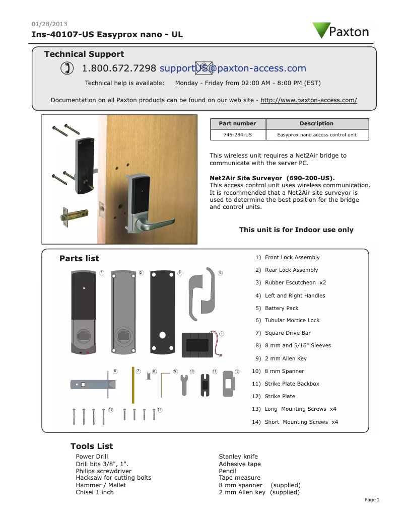 Image de la première page du manuel de l'appareil Easyprox nano