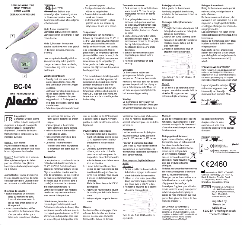 Page 1 de la notice Manuel utilisateur Alecto BC-04