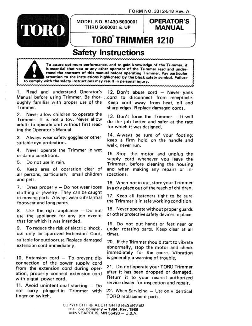 Image de la première page du manuel de l'appareil 51430