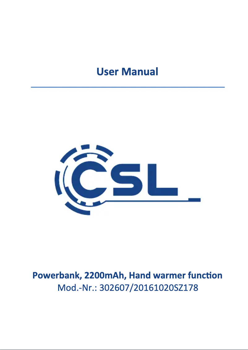 Page n°1 - Manuel utilisateur CSL 302607