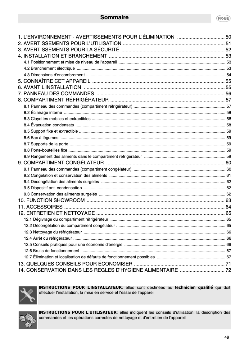 Page 1 de la notice Manuel utilisateur Smeg FPD34GCD