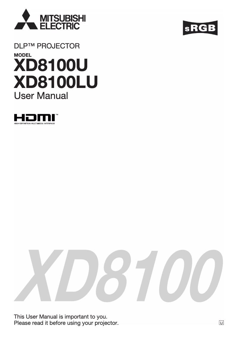 Image de la première page du manuel de l'appareil XD8100LU