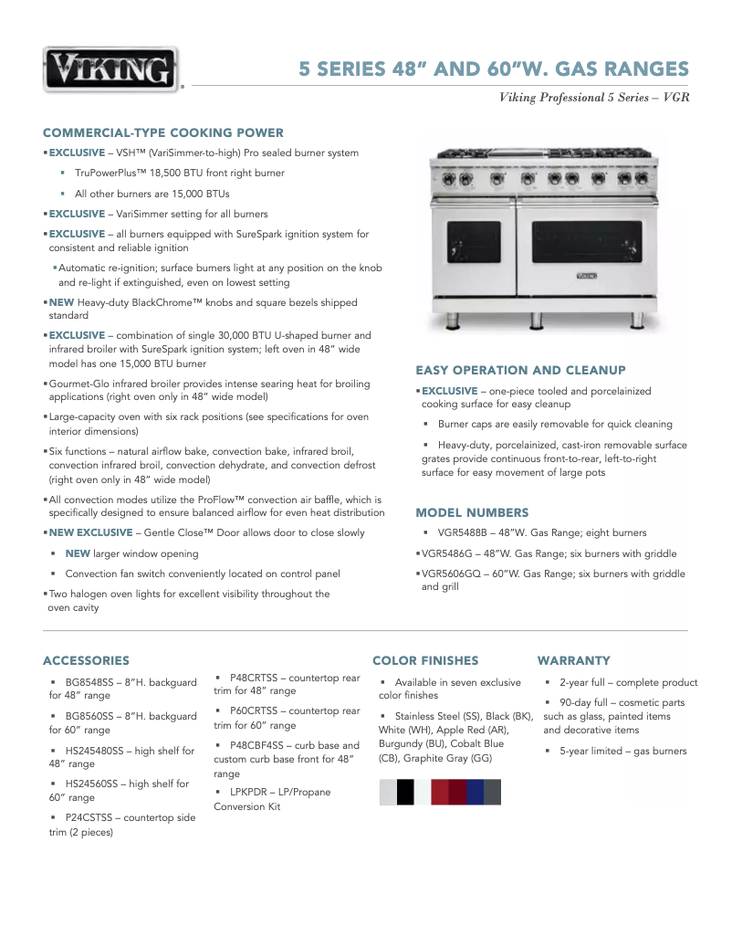 Page 1 of the manual Technical Sheet Viking VGR5606GQBU