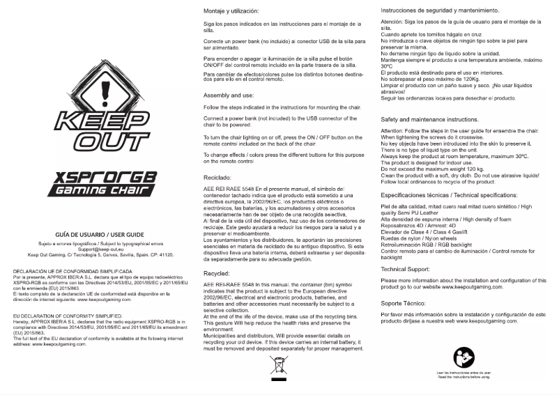 Page 1 de la notice Manuel utilisateur KeepOut XSPRO-RGB