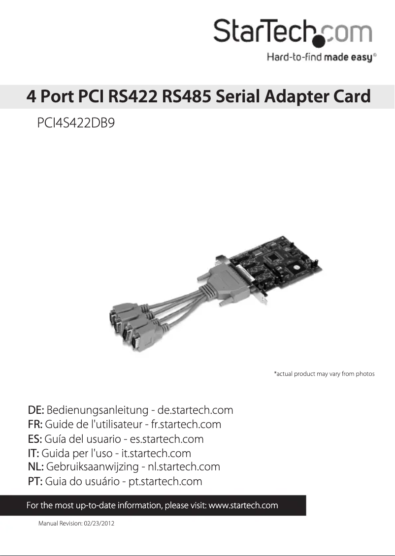 Image de la première page du manuel de l'appareil PCI4S422DB9