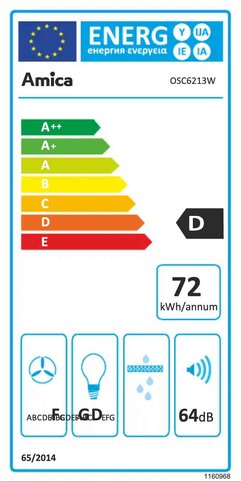 Page n°1 - Label énergétique Amica OSC6213W