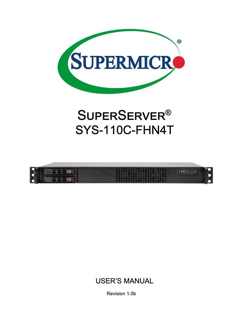 Image de la première page du manuel de l'appareil SuperServer SYS-110C-FHN4T